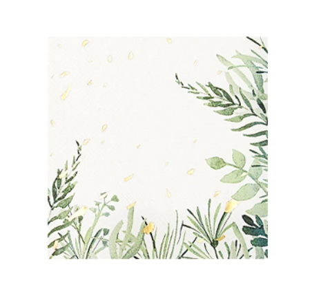 Secret Garden White Botanical Beverage Napkins