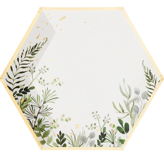 Secret Garden White Botanical Dinner Plates