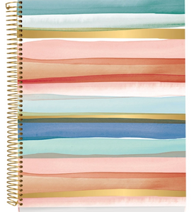 Multicolor Watercolor Stripes Foil Spiral Notebook