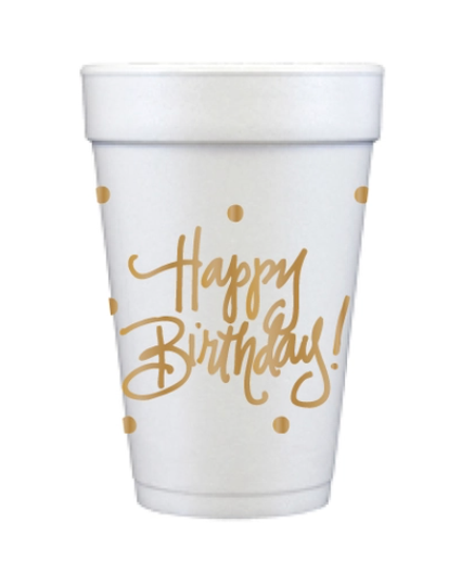 Happy Birthday Styrofoam Cups