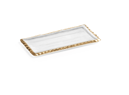 Rectangular Platter with Jagged Gold Rim - Small
