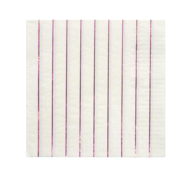 Metallic Pink Striped Dinner Napkins