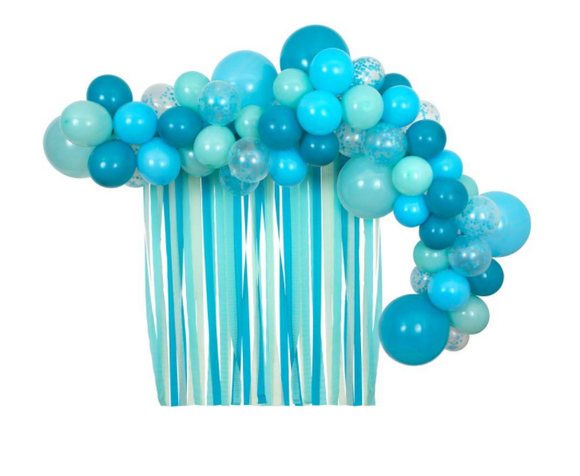 Multi Sized Balloons and Streamer Balloon Kit - Blue