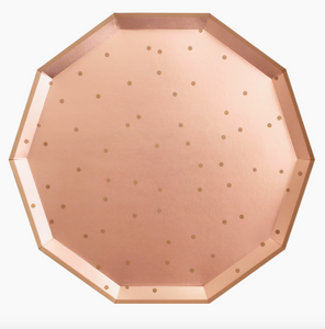 Rose Gold Confetti Decagon Dinner Plates