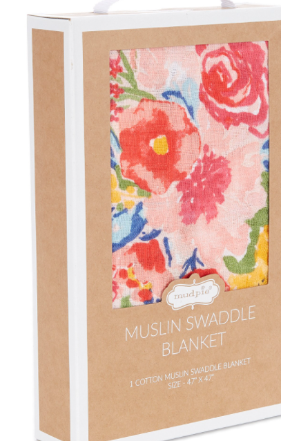 Rainbow Floral Swaddle Blanket