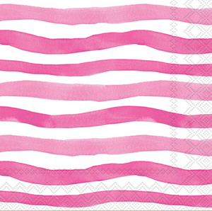 Wavy Stripe Pink Beverage Napkins