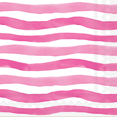 Wavy Stripe Pink Beverage Napkins