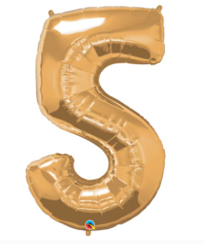 Gold Number Balloon 5