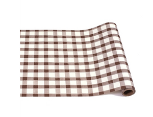 Brown Painted Check Table Runner