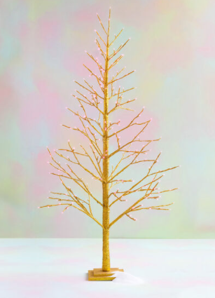 Gold Tree w/ Pink Lights - Large