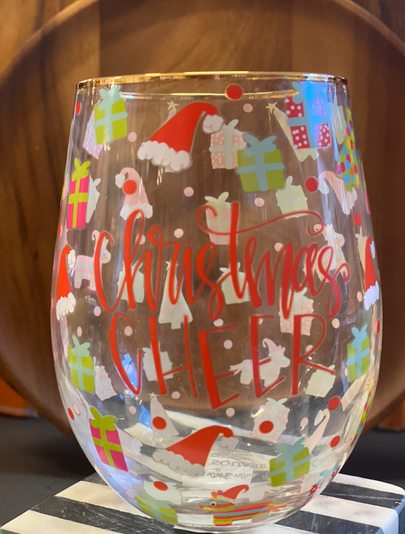 Christmas Cheer Stemless Wine Glass