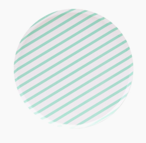 Mint Stripes Dinner Patterned Plates