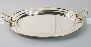 Stainless Steel w/ Gold Oval Tray