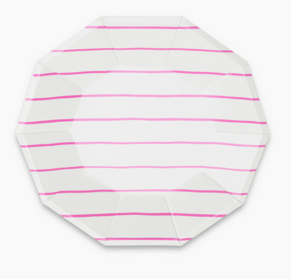 Pink Stripe Dinner Plates