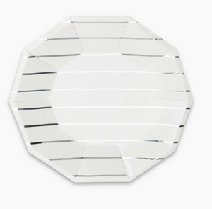 Frenchie Striped Silver Dinner Plates