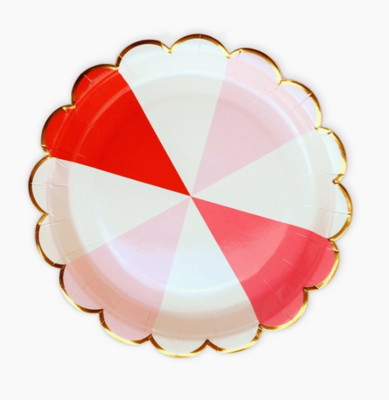 Pink and Red Color Block Dinner Plates