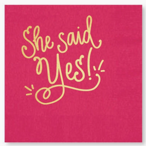 Hot Pink She Said Yes Beverage Napkins