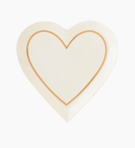 White w/ Gold Heart Diecut Plates