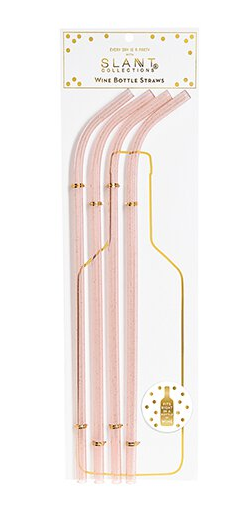 Light Pink Glitter Wine Bottle Straws