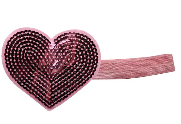 Large Sequin Heart Soft Headband