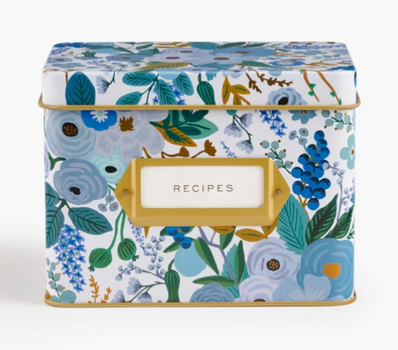 Garden Party Blue Recipe Box