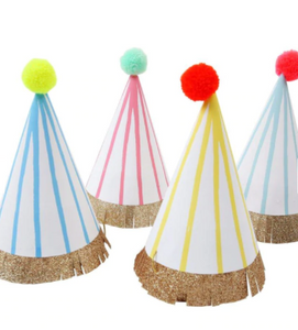 Striped Pom Pom Party Hats