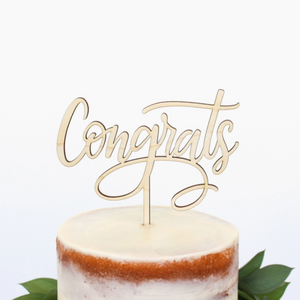 Congrats Cake Topper - Wood