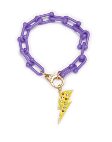 Kids Purple Bolt Charm Chain Bracelet