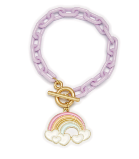Kids Lavender Rainbow Charm Chain Bracelet