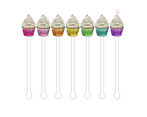 Colorful Cupcakes Acrylic Stir Sticks Combo