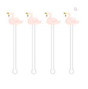 Pink Crowded Swan Acrylic Stir Sticks