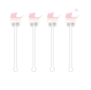 Pink Stroller Acrylic Stir Sticks