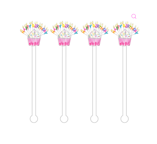 Happy Birthday Sprinkle Cupcake Acrylic Stir Sticks