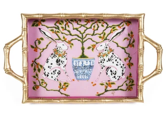 Bunnies Enameled Chang Mai Tray