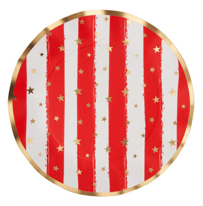 Red Patriotic Confetti Wavy Dinner Plates