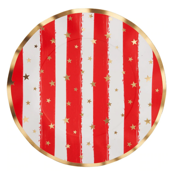 Red Patriotic Confetti Wavy Dinner Plates