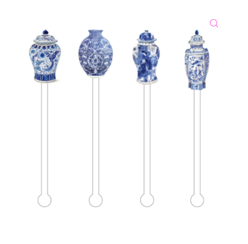 Blue & White Ginger Jars Acrylic Stir Sticks Combo