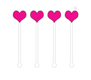 Hot Pink Heart Acrylic Stir Sticks