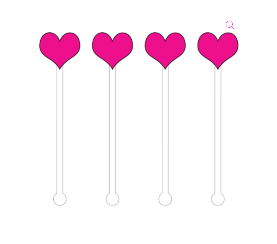 Hot Pink Heart Acrylic Stir Sticks