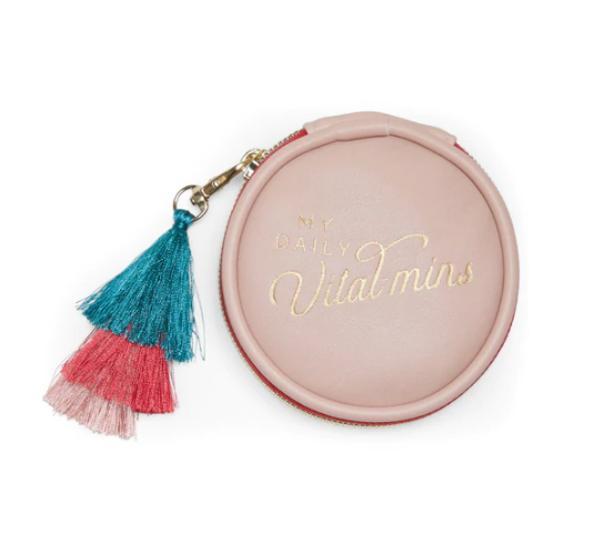 Dusty Pink Daily Vital-Mins Vegan Leather Pill Box