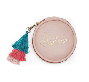 Dusty Pink Daily Vital-Mins Vegan Leather Pill Box