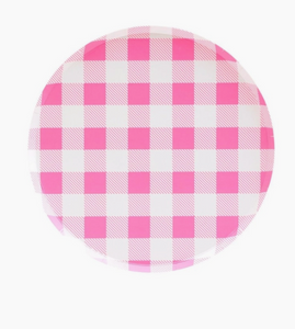 Pink Gingham Dinner Plates