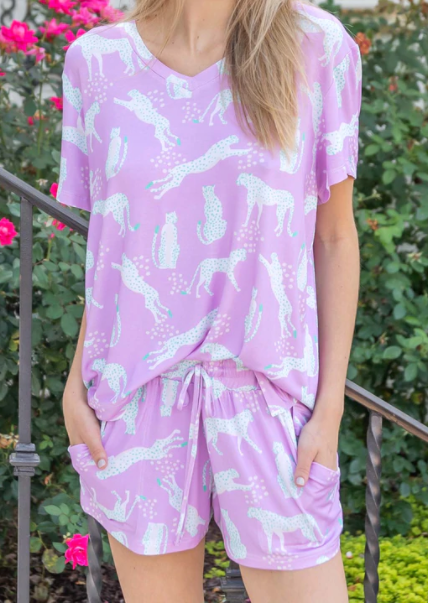 Alli Run Wild Pink Pajama Short Set