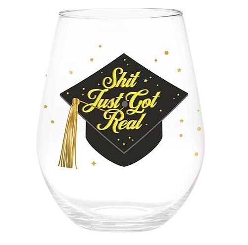 Shit Just Got Real Jumbo Wine Glass