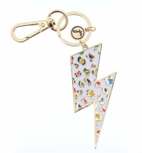 Colorful Leopard Lightning Bolt Keychain