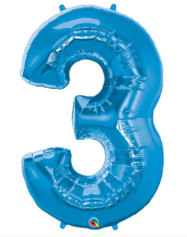 Blue Number 3 Balloon