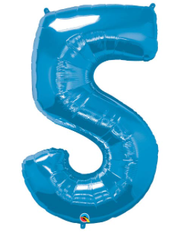 Blue Number 5 Balloon