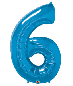 Blue Number 6 Balloon