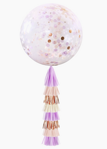 Jumbo Confetti Balloon & Tassel Tail - Lilac Rose