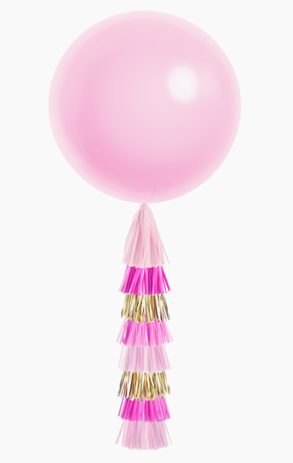 Jumbo Balloon & Tassel Tail - Pink